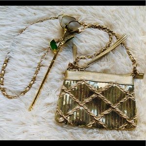 Big Buddha Gold Embellished Crossbody Bag